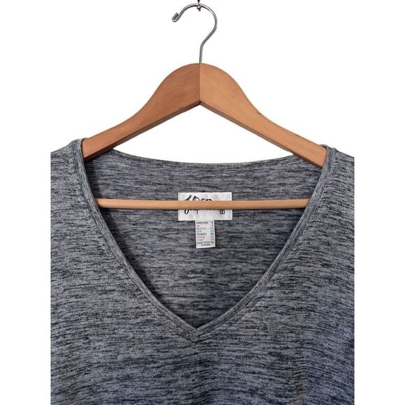 Joseph Ribkoff Layered 3/4 Sleeve V-Neck Tunic Top Silver Marled Gray Size 4 - Picture 4 of 12